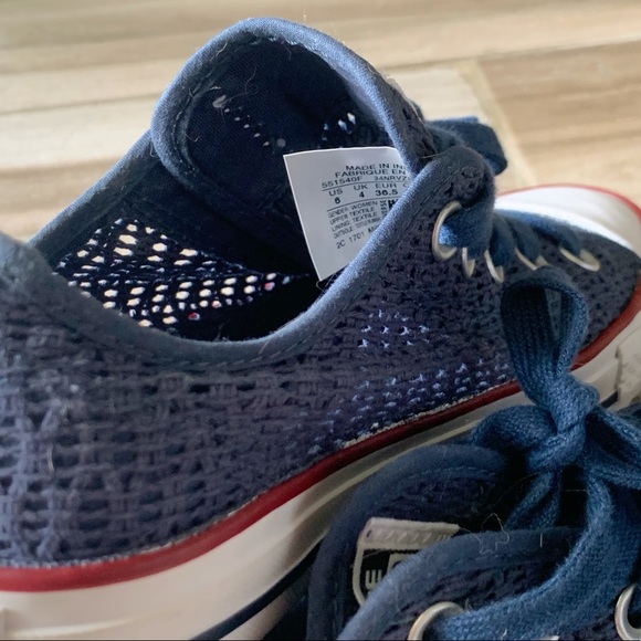 Converse All Star Navy Crochet Low Top Sneaker Size 6 - Picture 7 of 7